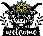 highland cow, farmhouse welcome sign - free svg file for members