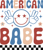 American babe, smiley emoji, peace fingers, groovy text  - free svg file for members