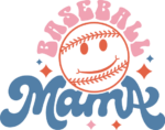 Baseball mama, smiley emoji clipart image, tshirt design for a baseball fan mom free svg file