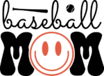 Baseball mom, baseball ball and bat, smiley emoji free svg file