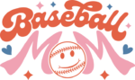 Tshirt design for a baseball fan mommy, Baseball mom, smiley emoji free svg file