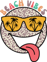 Beach vibes, Leopard smiley face with tongue out and sunglasses - free svg file for members