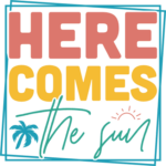 Here comes the sun, palm tree, double frame, beach vibes tshirt design - free svg file for members