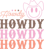 Howdy echo stacked text, Cowboy smiley, western tshirt design - free svg file for members