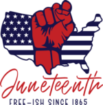 Juneteenth free-ish, since 1865, USA flag and raised fist - free svg file for members