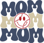 Mom, echo stacked text, baseball ball with smiley emoji, tshirt design - free svg file for members