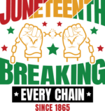 Juneteenth breaking every chain since 1865, hands with broken handcuff - free svg file for members