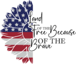 Land of the free because of the brave, half sunflower flag, patriotic shirt design - free svg file for members