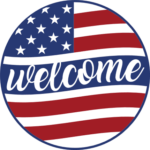 Welcome sign, USA flag, 4th of july wall decor - free svg file for members