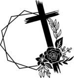 Flower frame with christian cross - free svg file for members