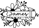 Personalized name, pencil and flowers clipart image, school book decoration - free svg file for members
