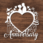 Decorated Heart clipart image, Wedding Anniversary gift - free svg file for members