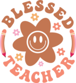 Blessed teacher, words in a circle, flowers, teacher gift - free svg file for members