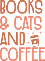 Books, cats and coffee, tshirt design for coffee lover - free svg file for members