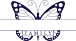 Butterfly split monogram frame, custom family name - free svg file for members