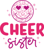 Cheer sister, smiley emoji with leopard skin design, Cheerleader t shirt design - free svg file for members
