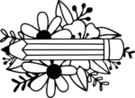 Floral pencil clipart image, school supplies decoration - free svg file for members