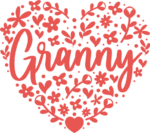 Granny, heart made of flowers, mothers day gift for grandmom - free svg file for members