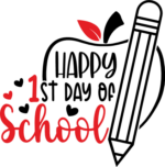 Happy 1st day of school, kids tshirt design - free svg file for members