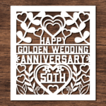 Happy golden 50th wedding anniversary, beautiful floral greeting card - free svg file for members