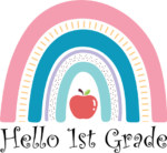 Hello 1st grade, rainbow design, Back to School kids tshirt design - free svg file for members