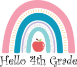 Back to school kids tshirt design, Hello 4th grade, rainbow design - free svg file for members