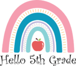 Hello 5th grade, rainbow design, Back to school kids tshirt design - free svg file for members