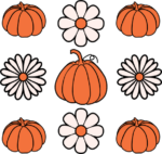 Pumpkins and daisy flowers, clipart images, fall decor - free svg file for members