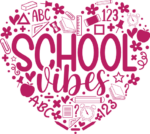 School vibes, heart made of objects, kids tshirt design - free svg file for members