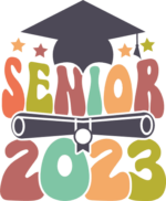 Graduation tshirt design, Senior 2023, graduation hat and diploma - free svg file for members