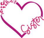 Sister sign, heart text frame, leopard skin design, gift for sister - free svg file for members