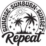Sunrise, sunburn, sunset, repeat, funny beach day t shirt design - free svg file for members