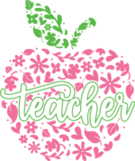 Apple made of flowers, Teacher, gift for teacher - free svg file for members
