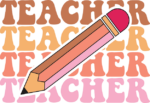 Teacher, echo stacked text, pencil, t-shirt design for teacher - free svg file for members