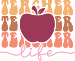 Teacher life, echo stacked text, apple, t-shirt design - free svg file for members