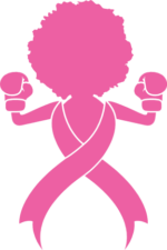 Afro woman with boxing gloves and pink ribbon, breast cancer awareness month - free svg file for members