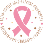 Pink ribbon, Circle made of words, cancer awareness month - free svg file for members