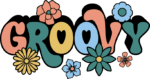 Groovy sign, floral trendy tote bag design - free svg file for members