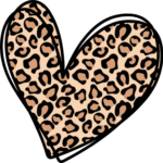 Leopard skin doodle double heart clipart image - free svg file for members