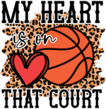 My heart is on that court, leopard skin, basketball fan tshirt design - free svg file for members