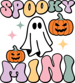 Spooky mini, ghost and pumpkins, Halloween baby onesie design - free svg file for members