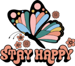 Stay happy, butterfly clipart image, positive quotes tshirt design - free svg file for members