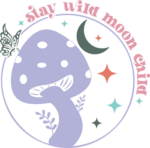 Stay wild moon child, moon and mushroom in a circle, baby onesie design - free svg file for members