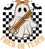 Trick or teach, ghost holding pencil, Halloween tshirt design - free svg file for members