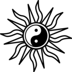 Yin yang symbol and sun rays around, clipart image - free svg file for members