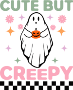 Cute but creepy, ghost, Funny girly Halloween tshirt design - free svg file for members