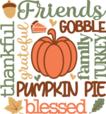 Friends, gobble, thankful, pumpkin pie, word cloud thanksgiving day tshirt design - free svg file for members