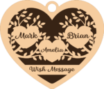Decorative hanging heart, custom family members name and message, gift - free svg file for members