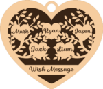 Hanging heart gift, editable family members name frame and message - free svg file for members