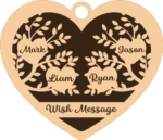 Hanging heart home decor gift, editable family members name frame and message - free svg file for members